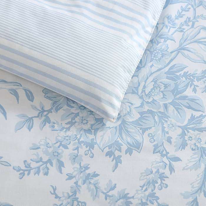Laura Ashley – Queen Comforter Set, Soft Bedding with Matching Shams, Reversible Floral Room Decor, College Dorm Room Essentials (Bedford Blue) - Image 7
