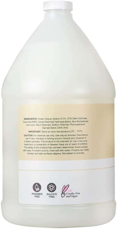 Ginger Lily Farms Club & Fitness Nourishing Body Wash, 100% Vegan & Cruelty-Free, Bath & Shower Gel for Men and Women, Fragrance Free, 1 Gallon (128 fl. oz.) Refill - Image 3