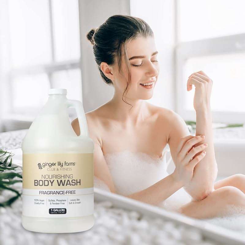 Ginger Lily Farms Club & Fitness Nourishing Body Wash, 100% Vegan & Cruelty-Free, Bath & Shower Gel for Men and Women, Fragrance Free, 1 Gallon (128 fl. oz.) Refill - Image 6