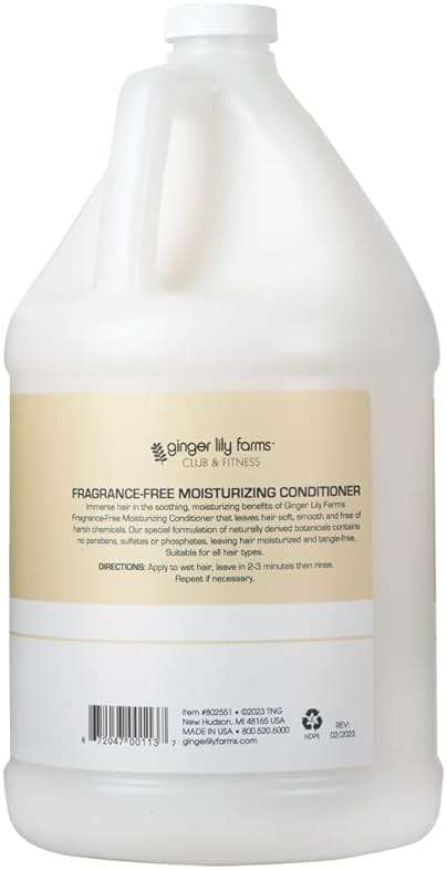Ginger Lily Farms Club & Fitness Moisturizing Conditioner for Dry Hair, 100% Vegan & Cruelty-Free, Fragrance Free, 1 Gallon (128 fl oz) Refill - Image 2