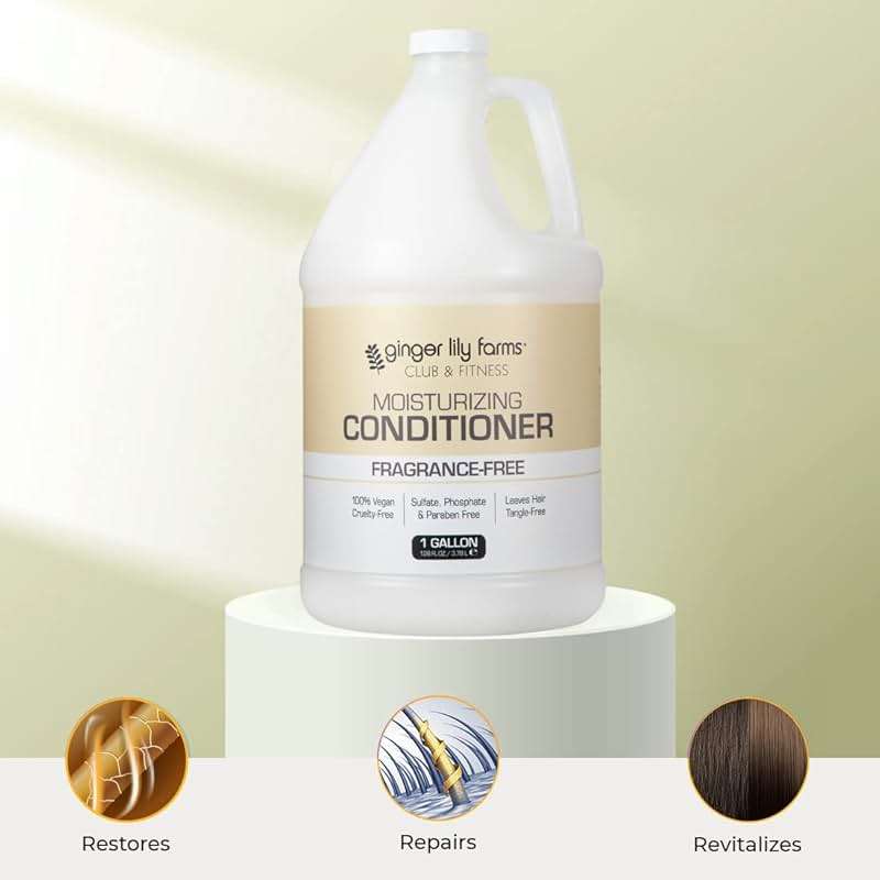 Ginger Lily Farms Club & Fitness Moisturizing Conditioner for Dry Hair, 100% Vegan & Cruelty-Free, Fragrance Free, 1 Gallon (128 fl oz) Refill - Image 5
