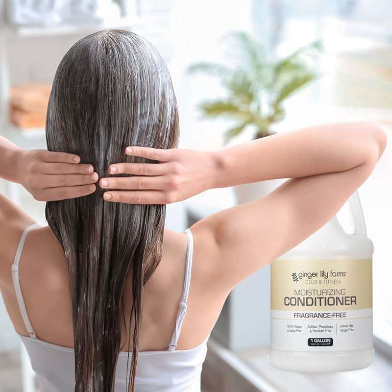 Ginger Lily Farms Club & Fitness Moisturizing Conditioner for Dry Hair, 100% Vegan & Cruelty-Free, Fragrance Free, 1 Gallon (128 fl oz) Refill - Image 6