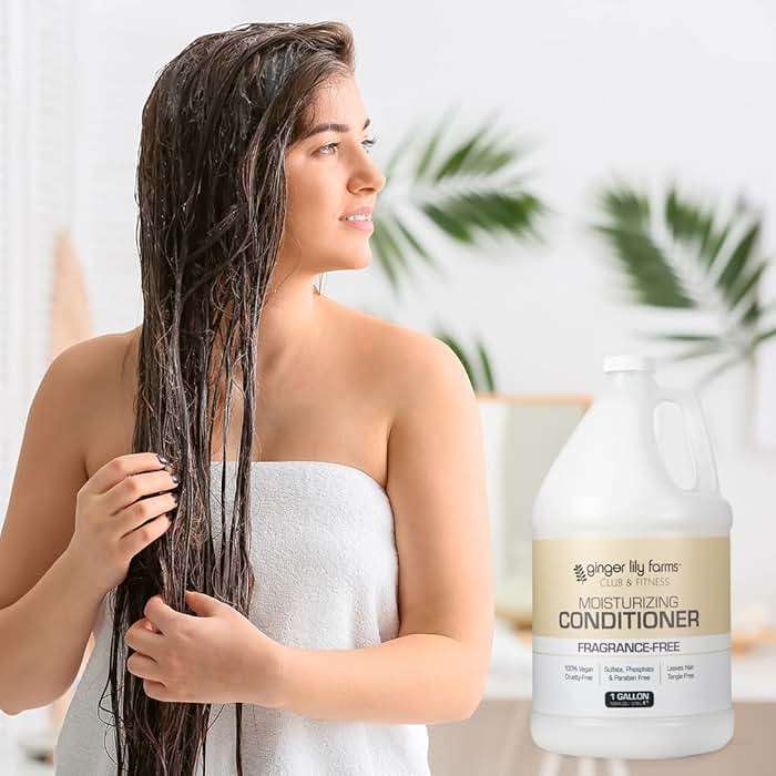 Ginger Lily Farms Club & Fitness Moisturizing Conditioner for Dry Hair, 100% Vegan & Cruelty-Free, Fragrance Free, 1 Gallon (128 fl oz) Refill - Image 7