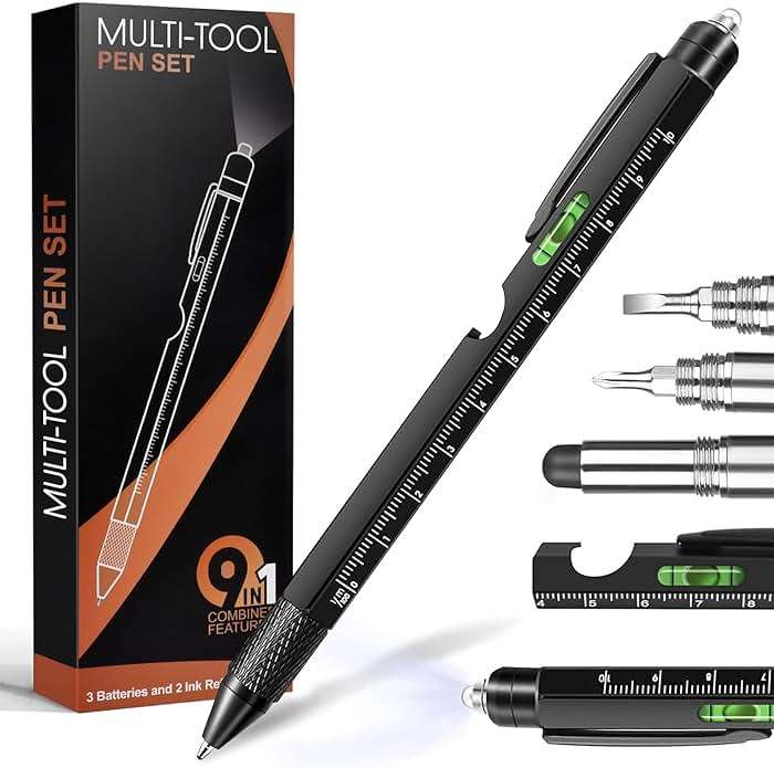 Fathers Day Dad Gifts from Daughter Son Wife, Easter Gifts for Men, 9 in 1 Multitool Pen, Cool Tools Gadgets Birthday Christmas Stocking Stuffers for Husband Him Adult Dad - Image 2