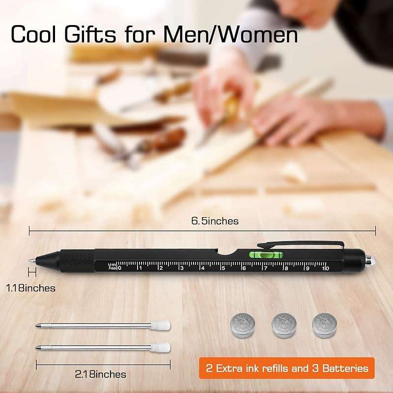 Fathers Day Dad Gifts from Daughter Son Wife, Easter Gifts for Men, 9 in 1 Multitool Pen, Cool Tools Gadgets Birthday Christmas Stocking Stuffers for Husband Him Adult Dad - Image 4