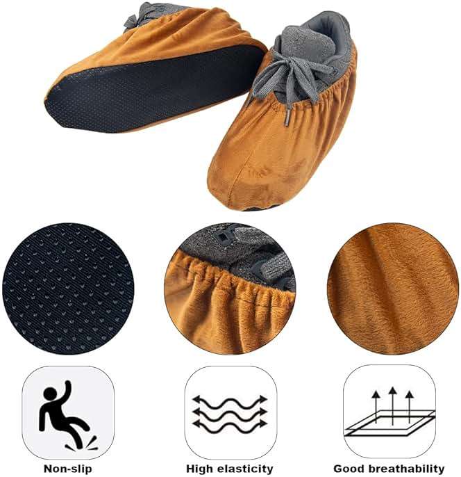 9 Pairs Reusable Shoe Covers for Indoors,Washable Shoe Covers Bowling Shoe Covers Reusable,Non Slip Shoe Covers Foot Service for Indoor Household Office Laboratory 12inch (9-colors) - Image 4