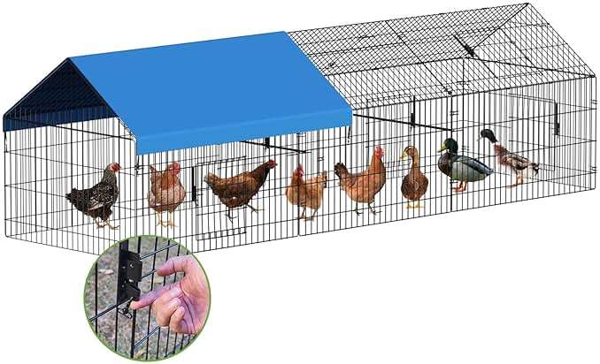 INJOPEXI Metal Chicken Coop 130"×40"×39" Chicken Runs for Yard with Cover Chicken Playpen Enclosure Chicken Pen Kennel Duck Coop Cage for Outdoor Backyard Farm Rabbit Dog Cat Small Animal Poultry - Image 1