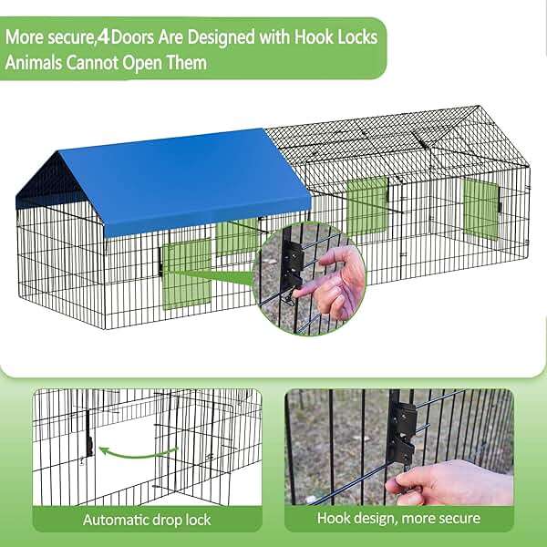 INJOPEXI Metal Chicken Coop 130"×40"×39" Chicken Runs for Yard with Cover Chicken Playpen Enclosure Chicken Pen Kennel Duck Coop Cage for Outdoor Backyard Farm Rabbit Dog Cat Small Animal Poultry - Image 4