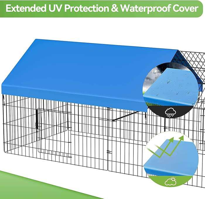 INJOPEXI Metal Chicken Coop 130"×40"×39" Chicken Runs for Yard with Cover Chicken Playpen Enclosure Chicken Pen Kennel Duck Coop Cage for Outdoor Backyard Farm Rabbit Dog Cat Small Animal Poultry - Image 7