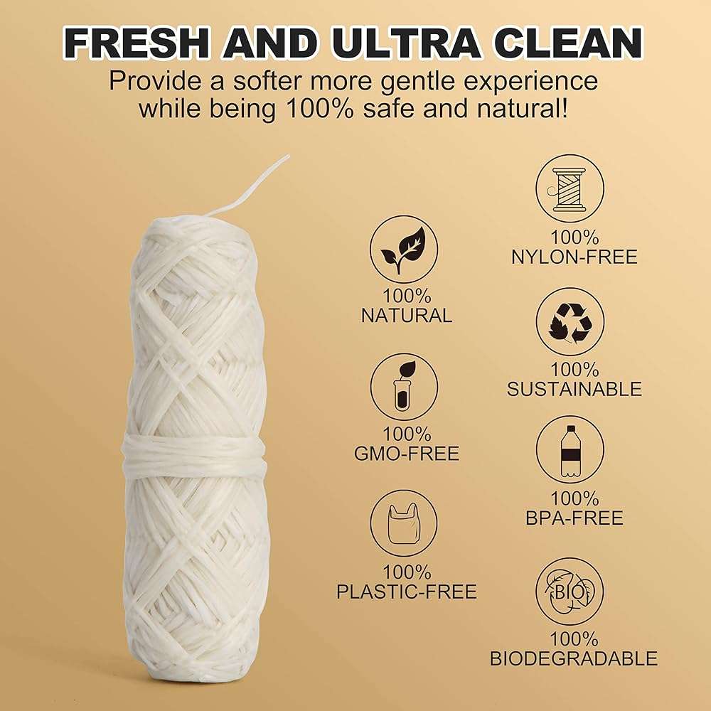 Gaia Guy Natural Unflavored Silk Dental Floss with Floss Refill & Reusable Bamboo Holder | 2 x 33yds Compostable Pure Silk Waxed with Candelilla Wax | Plastic-Free Packaging - Image 3