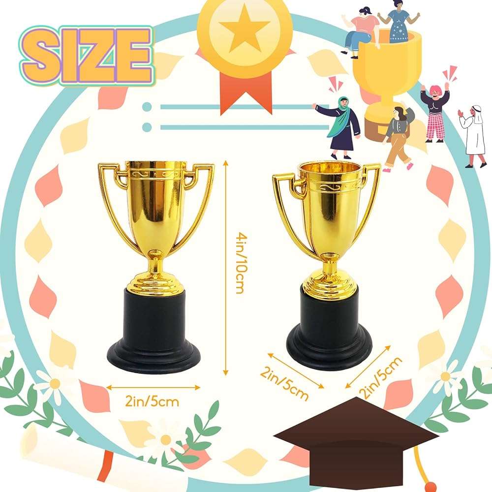 24 Pack Mini Trophies for Kids Awards,Plastic Gold Award Trophy Cups,Golden Award Trophy Cups Set,Gold Participation Trophys Cup for Party Favors,Rewards,Props,Sports,Competitions(4 in) - Image 2