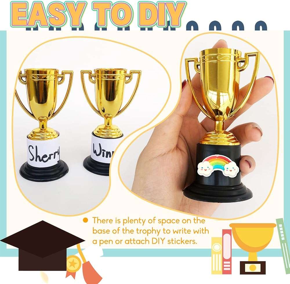 24 Pack Mini Trophies for Kids Awards,Plastic Gold Award Trophy Cups,Golden Award Trophy Cups Set,Gold Participation Trophys Cup for Party Favors,Rewards,Props,Sports,Competitions(4 in) - Image 4