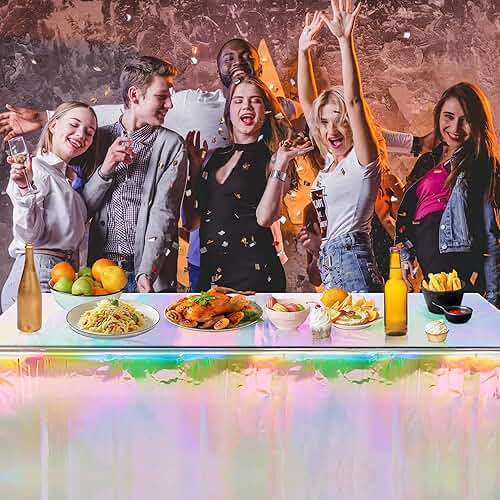 OHOME 4 Pack Iridescence Plastic Tablecloths Disposable Galentines Day Decorations New Years Birthday Disco Bachelorette Bridal Wedding Rainbow Iridescent Party Decorations 54" x 108" - Image 7