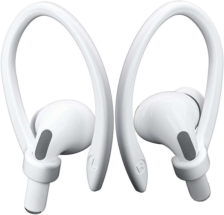ICARERSPACE 2 Pairs AirPods Ear Hooks for AirPods Pro 2, Pro, 4, 3, 2 & 1 - Upgraded Anti Slip Sports Clip Hooks - White - Image 1