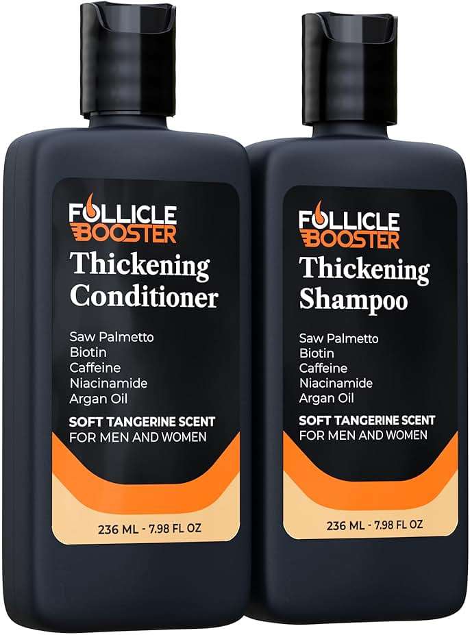 Biotin Hair Growth Shampoo and Conditioner Set for Men and Women - Thickening Treatment for Thinning Hair - Natural and Vegan DHT Blocker for Hair Loss - Caffeine, Saw Palmetto, Niacin, Argan Oil - Image 1