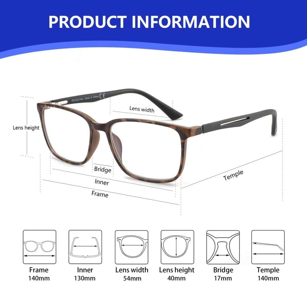 BLUEMOKY Blue Light Reading Glasses for Men，Sport Square Frame Readers, Anti Glare Computer Glasses - Image 2