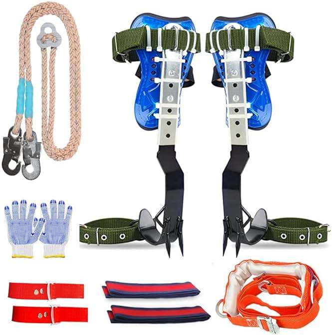 RANLOVE Tree Climbing Spikes Set, Adjustable 304 Stainless Steel Spikes with Non-Slip Pedals, 2-Gear Design - Image 1