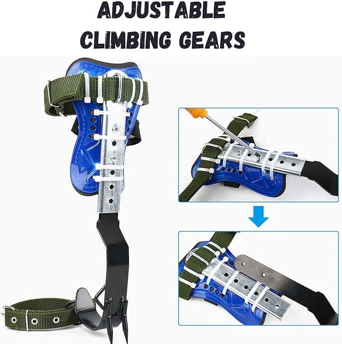 RANLOVE Tree Climbing Spikes Set, Adjustable 304 Stainless Steel Spikes with Non-Slip Pedals, 2-Gear Design - Image 3