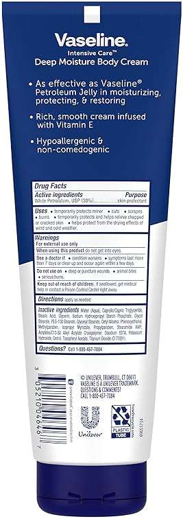 Vaseline Intensive Care Body Cream Deep Moisture 4 pk with Healing Petroleum Jelly & Vitamin E Rich & Smooth for Dry Skin 9 oz - Image 2
