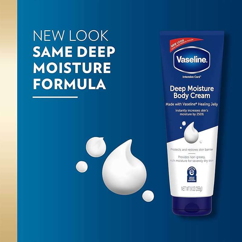 Vaseline Intensive Care Body Cream Deep Moisture 4 pk with Healing Petroleum Jelly & Vitamin E Rich & Smooth for Dry Skin 9 oz - Image 3