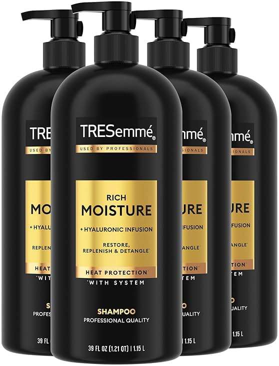 TRESemmé Rich Moisture Hydrating Shampoo with Pump 4 Count for Dry Hair Formulated With Pro Style Technology 39 Fl Oz - Image 1