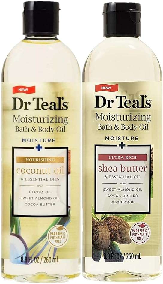 Dr. Teals Bath & Body Oil Variety Gift Set (2 Pack, 8.8oz Ea.) - Ultra Rich Shea Butter & Nourishing Coconut Oil - Essential Oils Hydrate Skin & Alleviate Daily Stress - At Home Spa Kit - Image 1