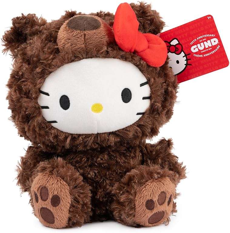 GUND Sanrio Hello Kitty Philbin Teddy Bear Plush Toy, Premium Stuffed Animal for Ages 1 and Up, Brown, 10” - Image 2