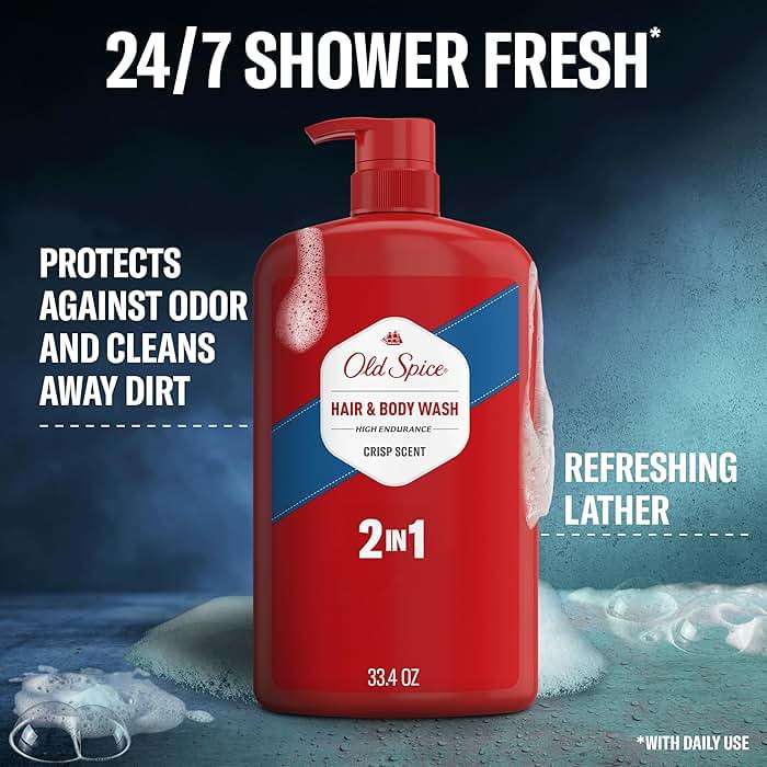 Old Spice Refreshing 2-in-1 Body & Face Wash for Men, High Endurance, 3X Defense, 24/7 Shower Fresh with Lasting Scent, Crisp Scent, 33.4 oz (Pack of 4) - Image 2