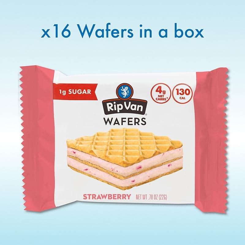 Rip Van Strawberry Keto Wafer Cookies - Healthy Vegan Snacks - Non GMO, Low Sugar (1g), Low Calorie - 16 Count - Image 3