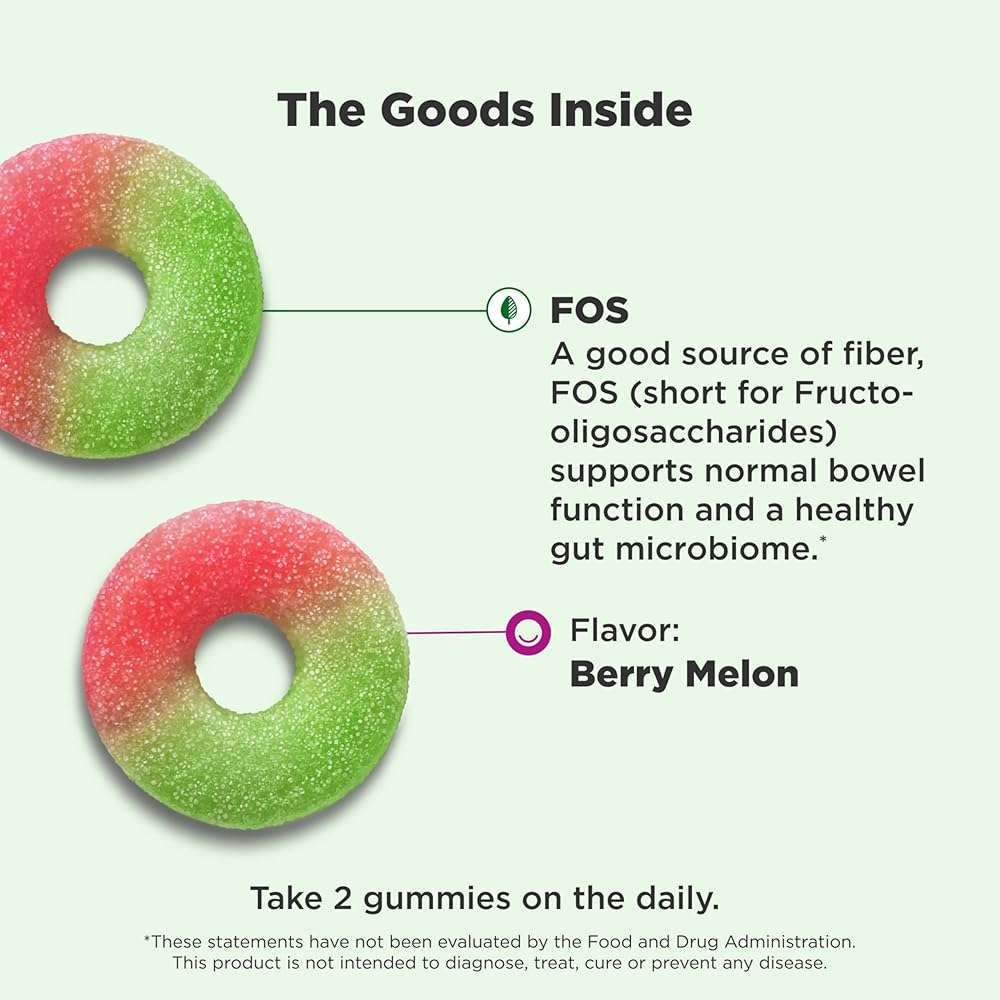 Olly, Fiber Gummy Rings, 5g Fos Prebiotic Fiber, Digestive Health Supplement,* Strawberry Watermelon Flavored, 25 Day Supply, 50 Count - Image 2