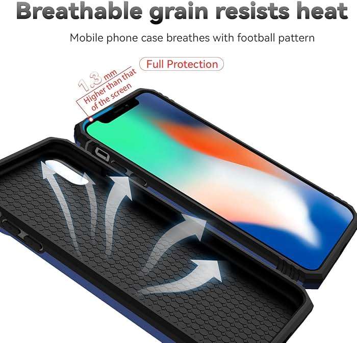 for iPhone XR Case with Camera Lens Cover HD Screen Protector, Dual Layer [15 FT Military Grade Drop Protection] Magnetic Ring Holder Kickstand Protective Phone Case for iPhone XR 6.1 inch (Navy Blue) - Image 9