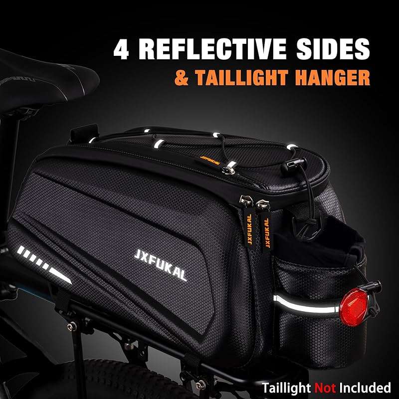JXFUKAL Bike Bags for Bicycle Rear rack - 9.5L/17L/40L Hard Shell Waterproof Bike Ebike Trunk Pannier Saddle Seat Bag Carrier with Reflector, Rain Cover & Shoulder Strap for Commuter Travel Outdoor - Image 5