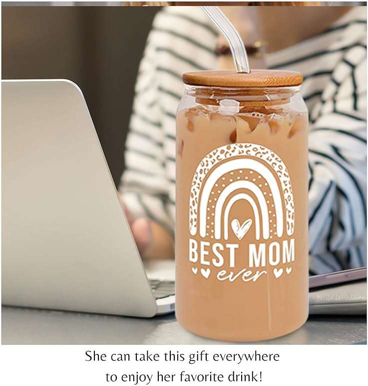 Mocosweeties Gifts for Mom from Daughter Son - Birthday, Valentines, Mothers Day, Christmas Mom Gifts for Wife, Her - Mother's Day Gift Ideas for Mama, Mother - 16 Oz 2-sided Can Glass - Image 2