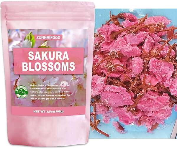 Edible Salted Sakura Blossoms, Premium Pickled Sakura Cherry Blossoms, 3.5oz(100g) - Image 3
