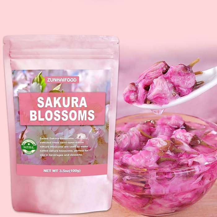 Edible Salted Sakura Blossoms, Premium Pickled Sakura Cherry Blossoms, 3.5oz(100g) - Image 4