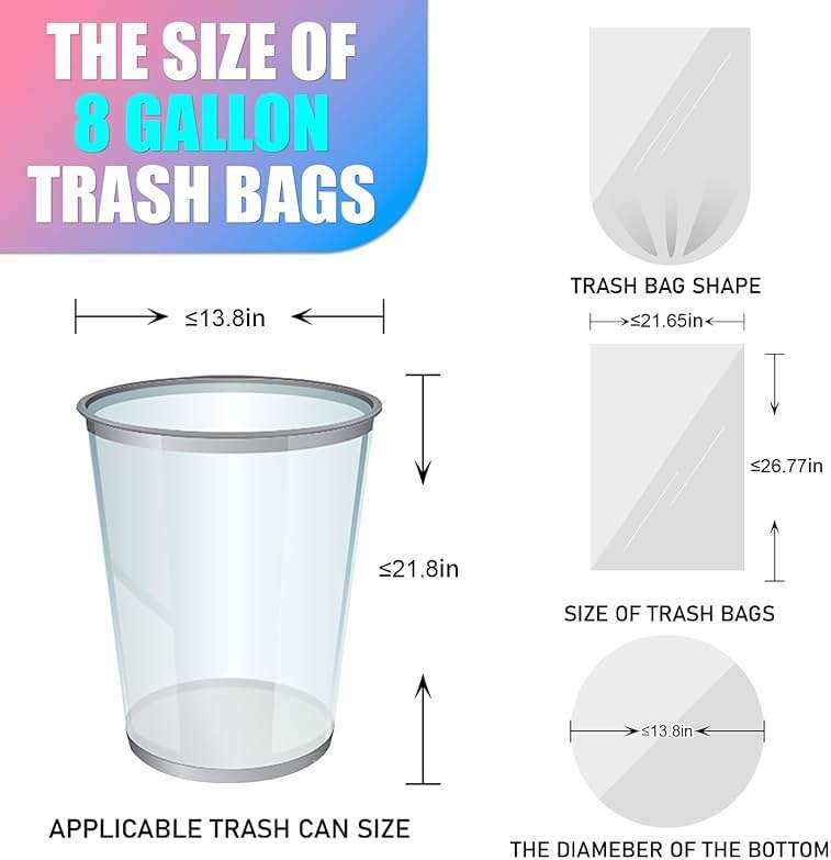 T.FORING 8 Gallon Trash Bags Colored - 150 Count Medium Garbage Bags Unscented, 30 Liter Thick Trash Can Liners, Plastic Wastebasket Liners for Home Kitchen Bathroom - Image 2