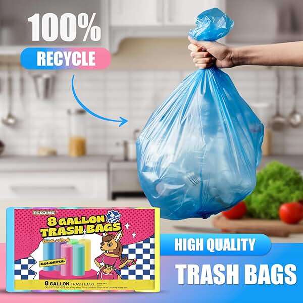 T.FORING 8 Gallon Trash Bags Colored - 150 Count Medium Garbage Bags Unscented, 30 Liter Thick Trash Can Liners, Plastic Wastebasket Liners for Home Kitchen Bathroom - Image 6