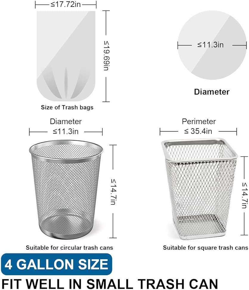 T.FORING Small Trash Bags 4 Gallon Drawstring,1.1 Mil,Unscented,120 Count | Tear-Free,Leakproof,Strong Garbage Can Liners,White,Fit 12 - 15 Liter Waste Bins,for Home Bathroom Office Car Everyday Use - Image 2