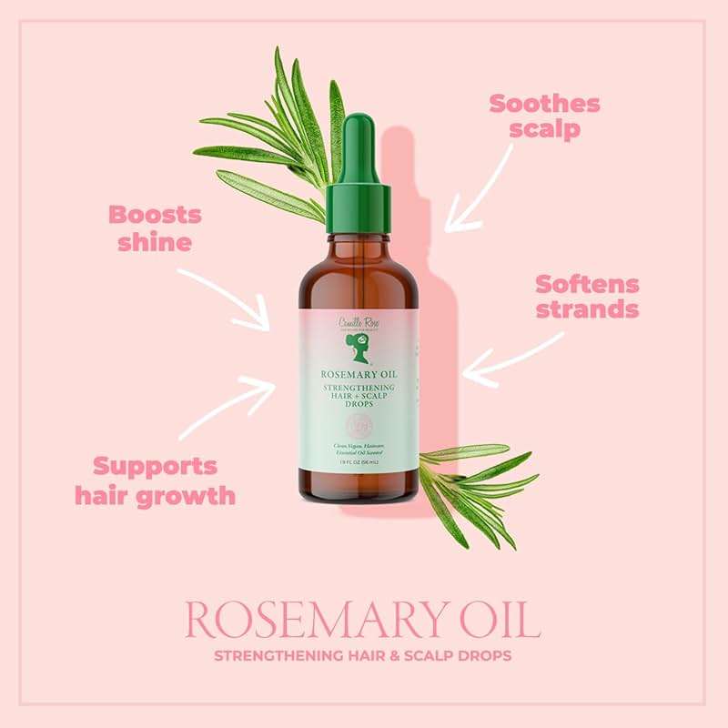 Camille Rose Rosemary Oil Strengthening Hair + Scalp Drops – Castor, Peppermint & Tea Tree Oil Blend for Strength & Resilience, Dry Scalp Treatment, Split Ends, 1.9 Fl Oz - Image 3