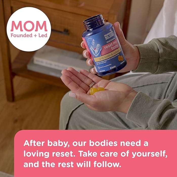 Mommy's Bliss Postnatal Support Reset My Body Gummies with Biotin & Collagen, Supports Postpartum Energy, Healing & Joint Health + Hair, Skin & Nails Health, Gluten Free, 60 Gummies (30 Servings) - Image 4