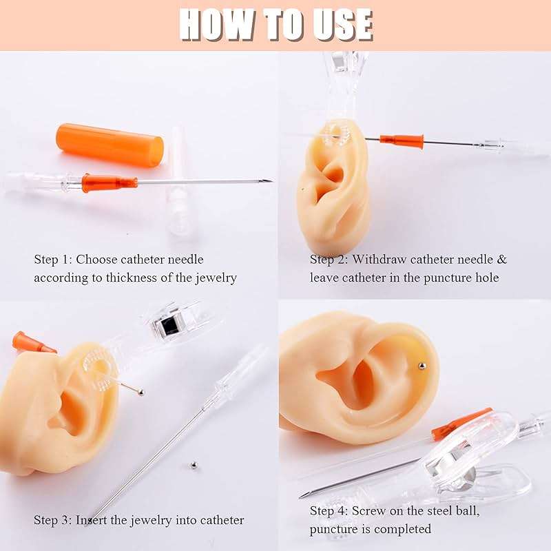 Juder 16G Catheter Piercing Needles - 50Pcs Kit for Ear, Nose, Lip, Tongue, Belly & Cartilage Piercing - Image 3
