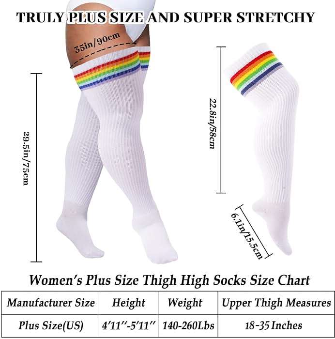 Ancrina Plus Size Thigh High Socks for Women Thick Thighs Cotton Knit Extra Long Over the Knee Leg Warmer - Image 2