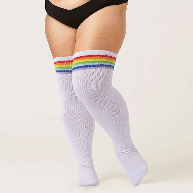 Ancrina Plus Size Thigh High Socks for Women Thick Thighs Cotton Knit Extra Long Over the Knee Leg Warmer - Image 4