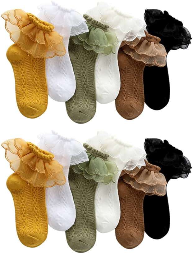 Toptim Kids Girls' Transparent Frilly Ruffle Crew Socks Little Girl Dance Dress Sock - Image 1