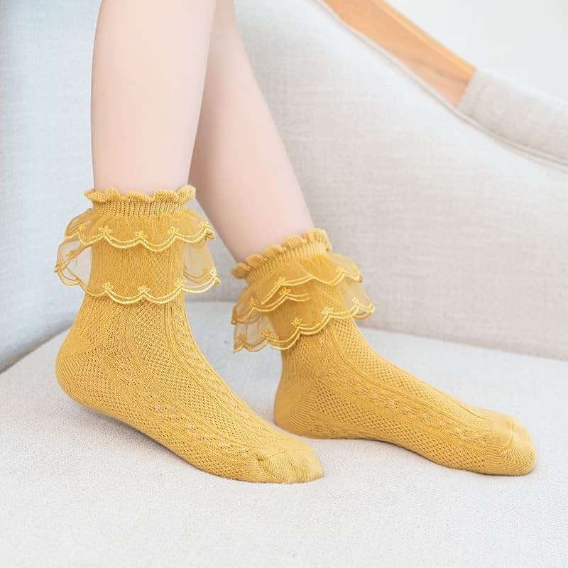 Toptim Kids Girls' Transparent Frilly Ruffle Crew Socks Little Girl Dance Dress Sock - Image 3