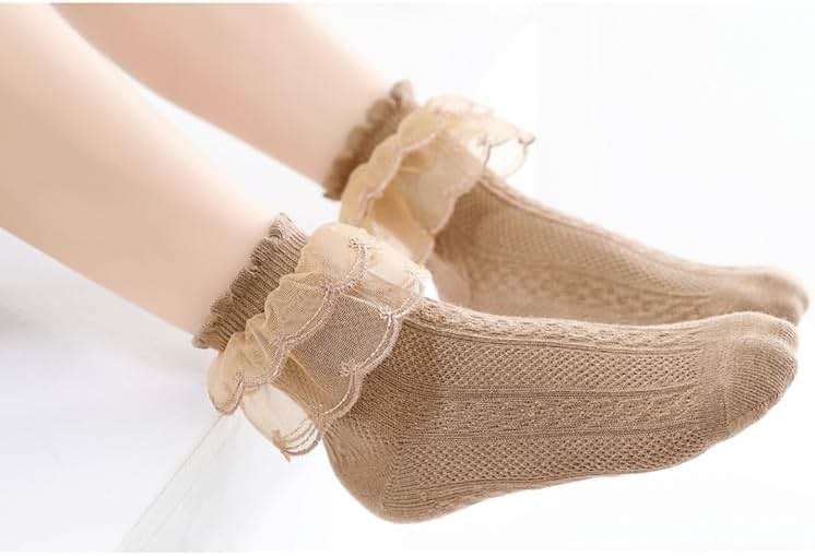 Toptim Kids Girls' Transparent Frilly Ruffle Crew Socks Little Girl Dance Dress Sock - Image 4