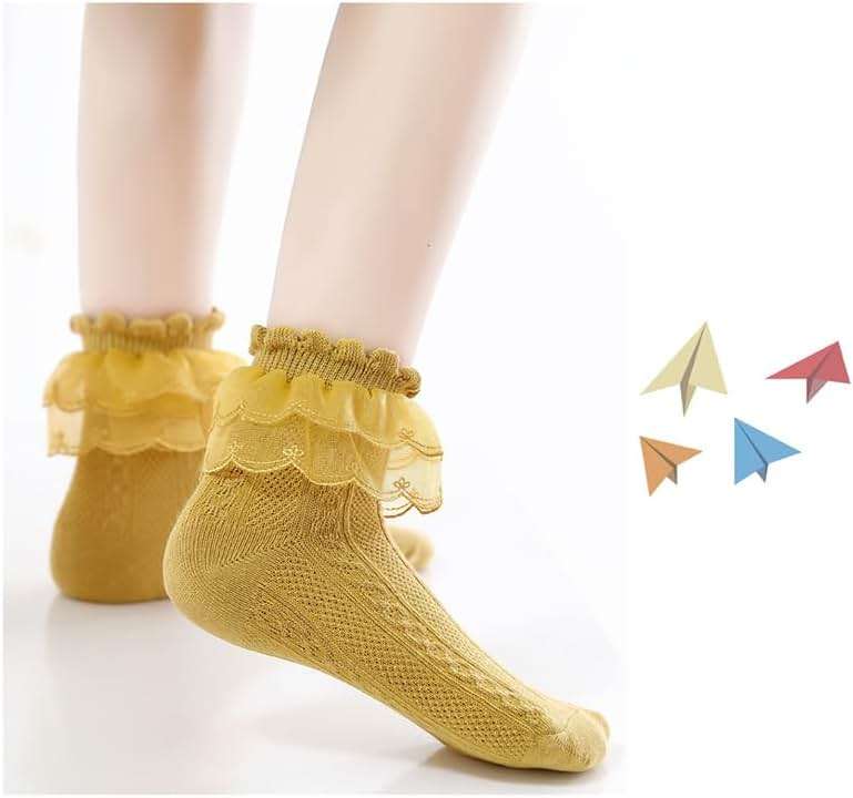 Toptim Kids Girls' Transparent Frilly Ruffle Crew Socks Little Girl Dance Dress Sock - Image 9