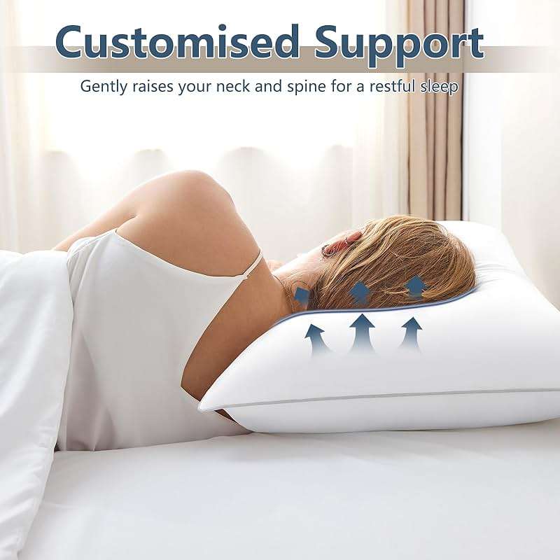 CozyLux Soft Supportive Bed Pillows for Side and Back Sleepers, Oeko-Tex Certified Down Alternative Filling, Hotel Quality Fluffy Sleeping Pillow, White, Queen - 18" x 28", 2 Pack - Image 8