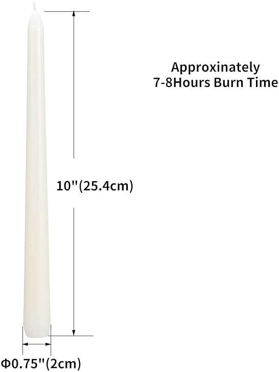 flamecan Ivory Taper Candles, Set of 20 Unscented and Smokeless 10 Inch Taper Candles Long Burning, Paraffin Wax with Cotton Wicks for Burning Approxinately 7-8 Hours Time - Image 3
