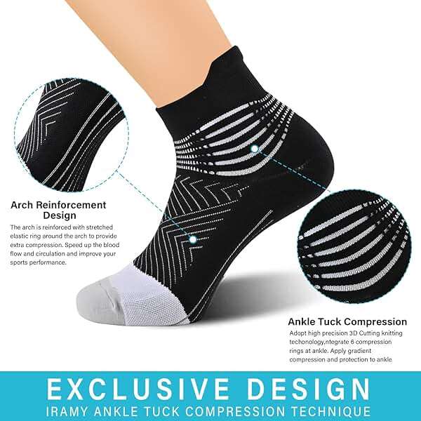 IRAMY Compression Ankle Support Socks Women - Wicking, Cushioned Athletic, Plantar Fasciitis Relief 2/3/6 Pairs - Image 2